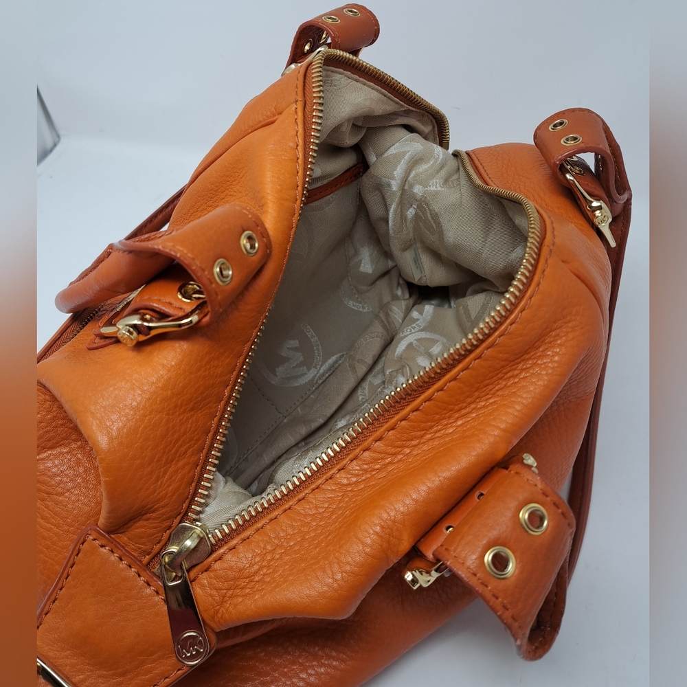 Michael Kors Women's Purse Handbag Bag Burnt Orange Leather Gold Hardware - Picture 5 of 16
